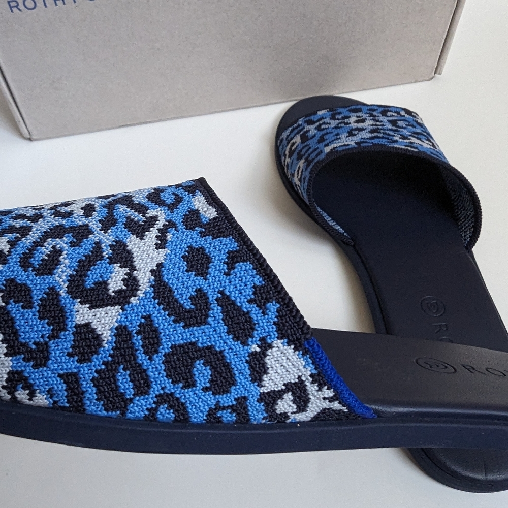 ROTHY'S THE SLIDE SLIP On SANDALS AZURE CAMO SPOT